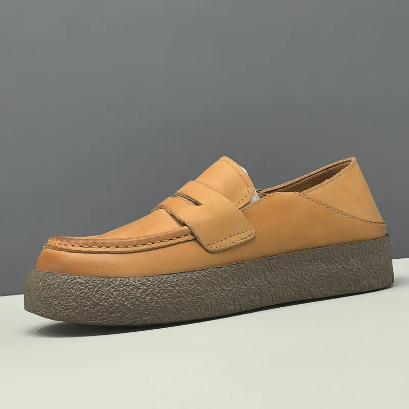 Men's Retro Plain Leather Casual Slip-on Loafers