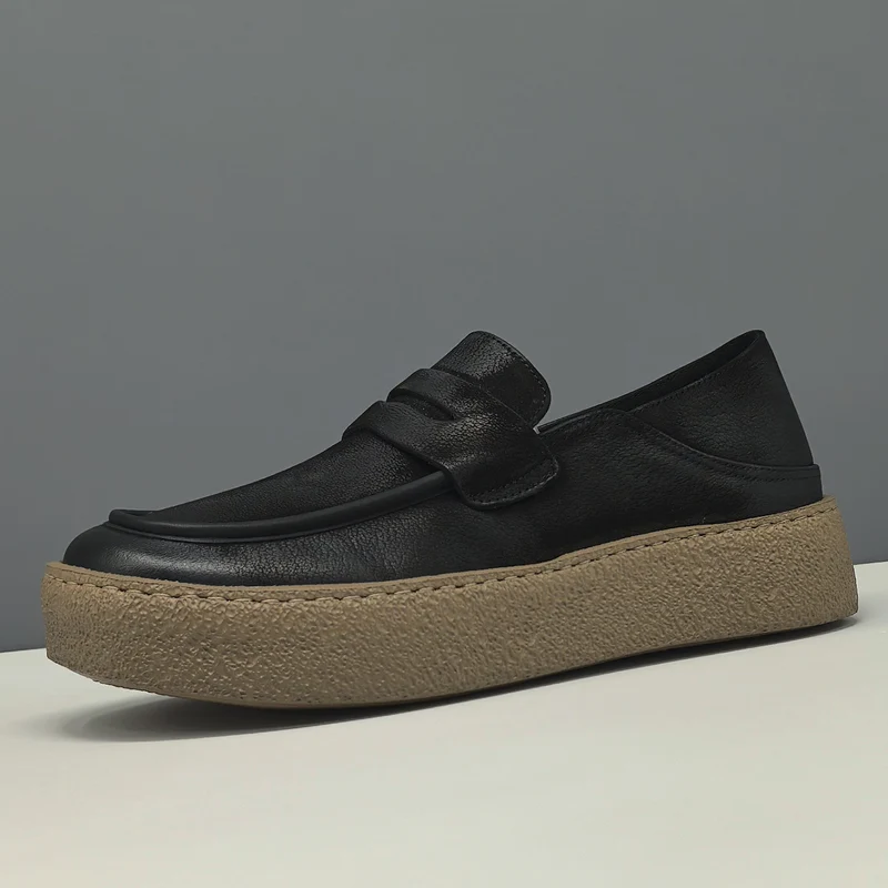 Men's Retro Plain Leather Casual Loafers