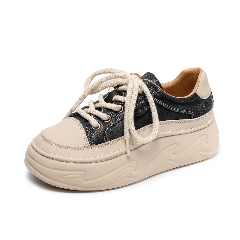 Women's Fashion Quilted Leather Casual Platform Sneakers