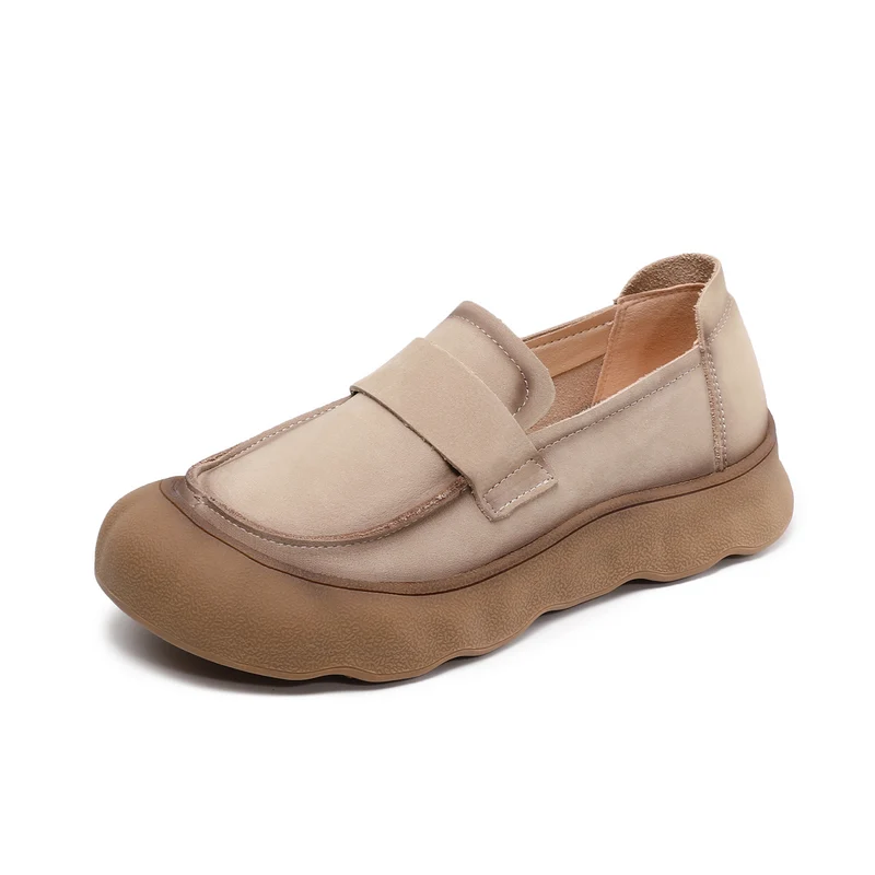 Women's Vintage Plain Leather Comfort Casual Loafers