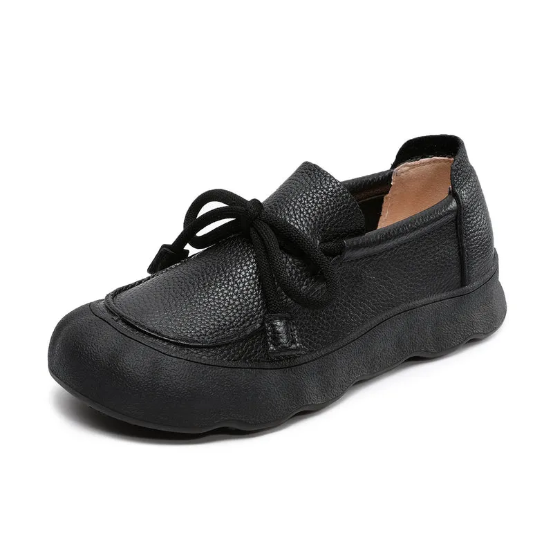 Women's Vintage Soft Leather Lace-Up Casual Shoes
