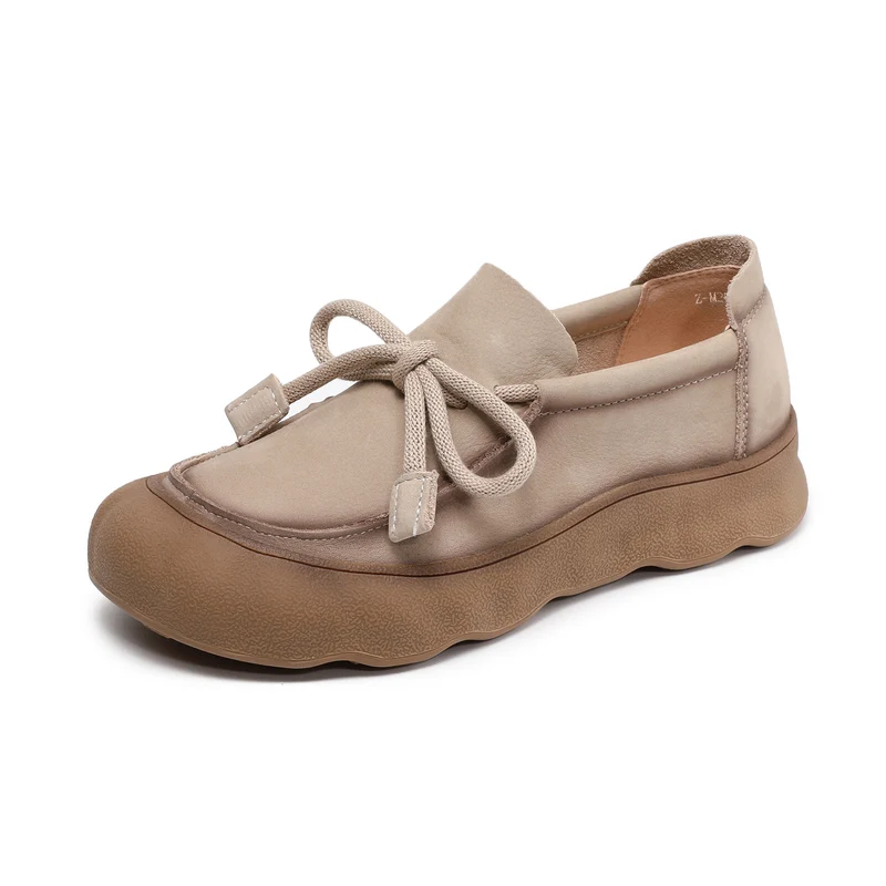 Women's Vintage Leather Lace-up Flat Casual Shoes