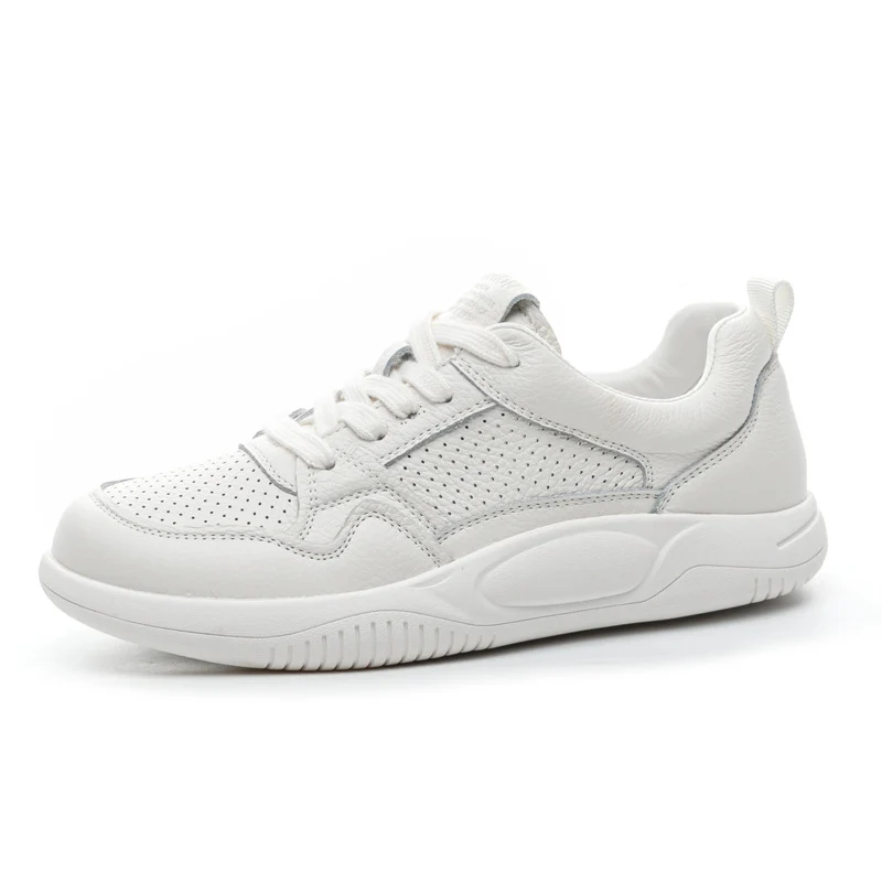 Women's Fashion Plain Breathable Leather Casual Sneakers