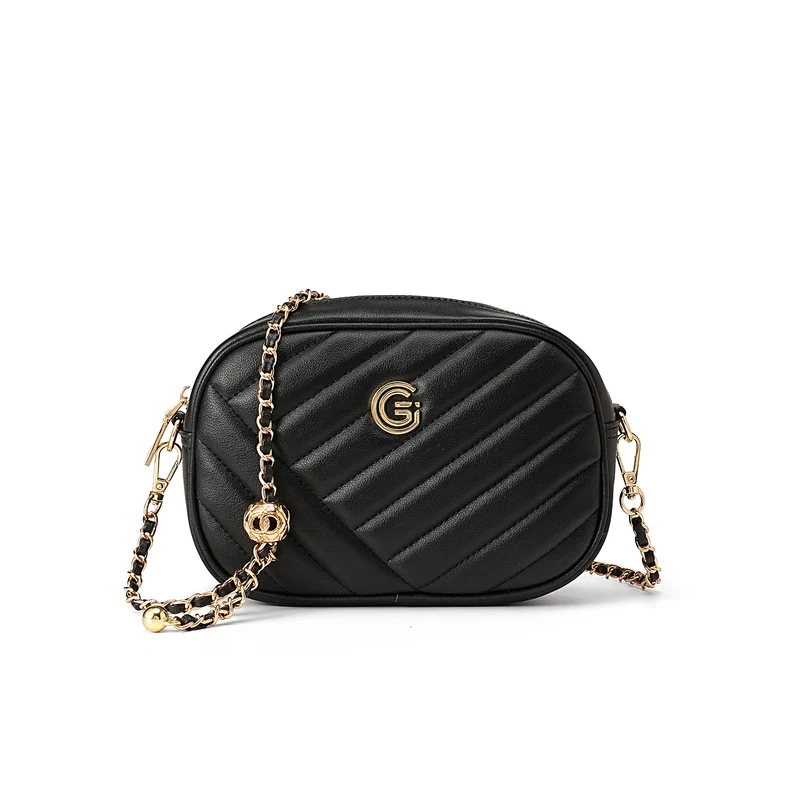 Women's Plain Quilted Leather Chain Crossbody Bag