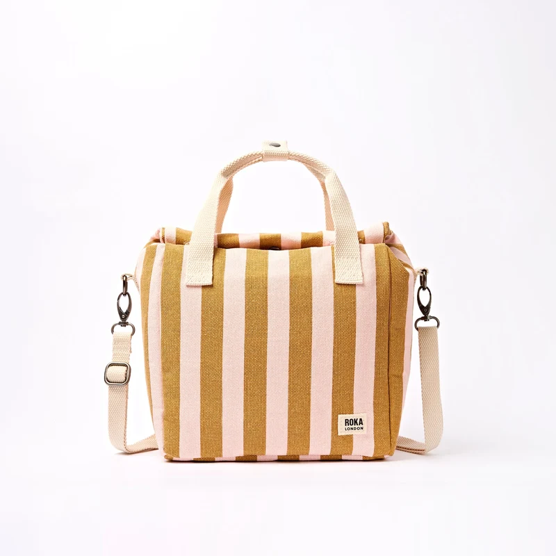 ROKA Hampstead Canvas Lunchväska | Roséguldrandig