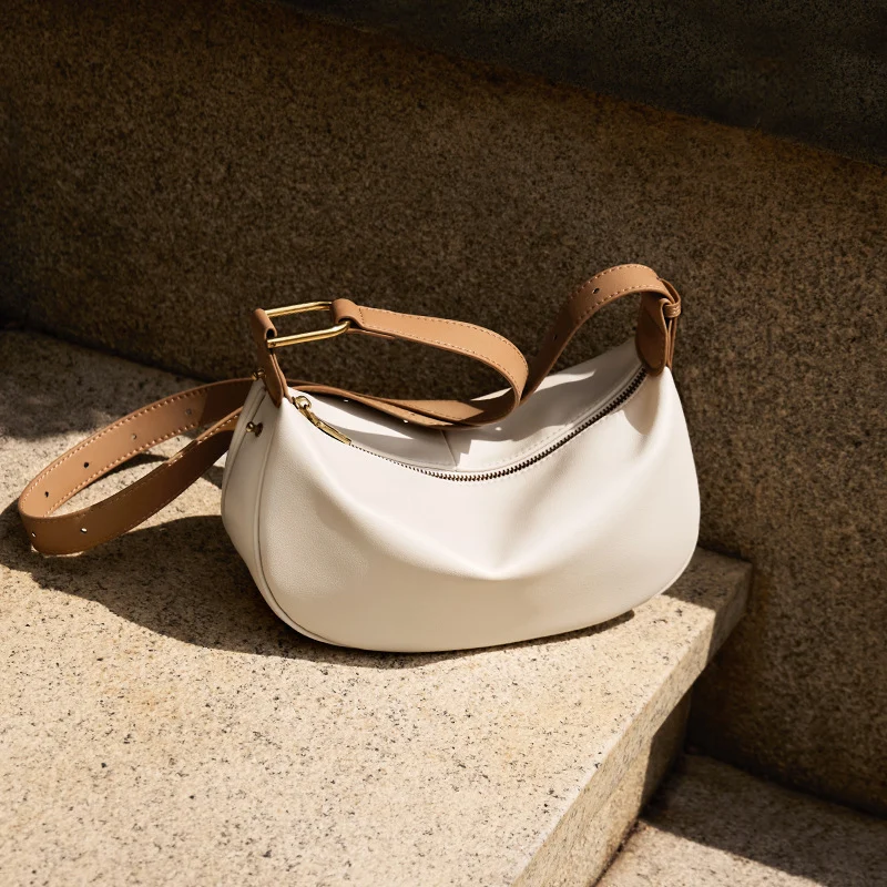 Women's Fashion Soft Leather Crescent Shoulder Bag