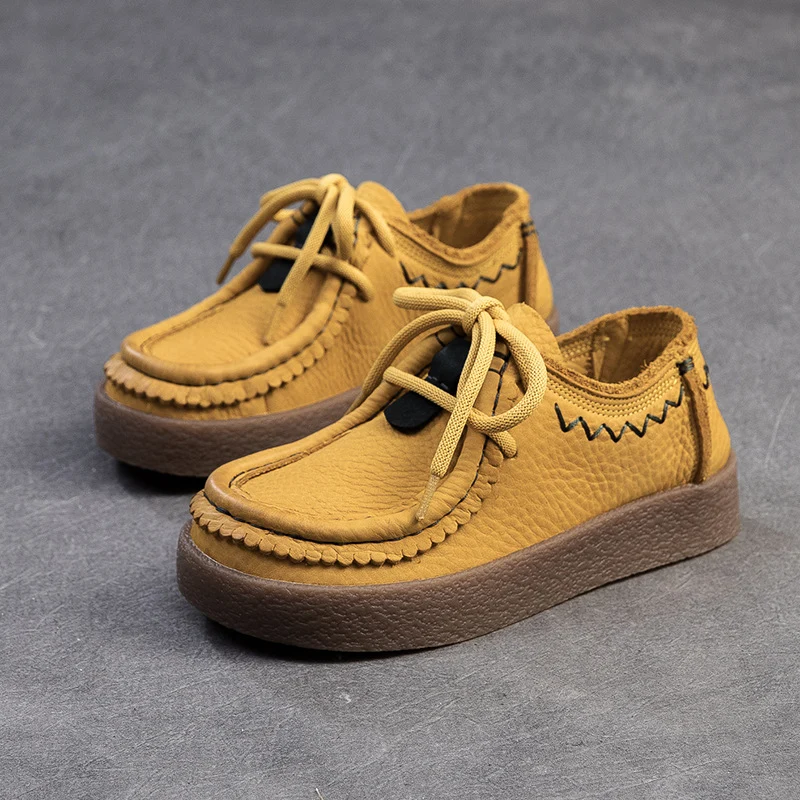 Women's Retro Leather Comfort Flat Casual Shoes