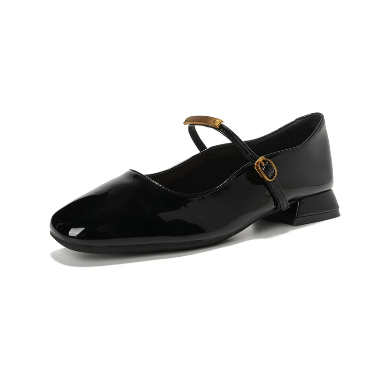 Women's Minimalist Patent Leather Buckle Mary Jane Shoes