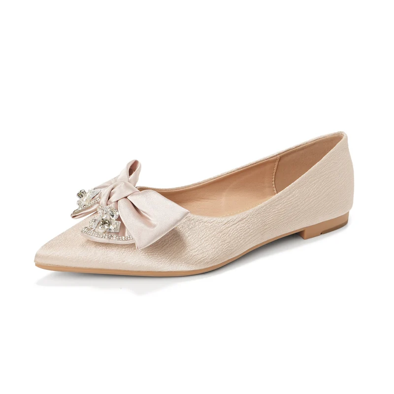 Women's Satin Bowknot Pointed-Toe Casual Flats