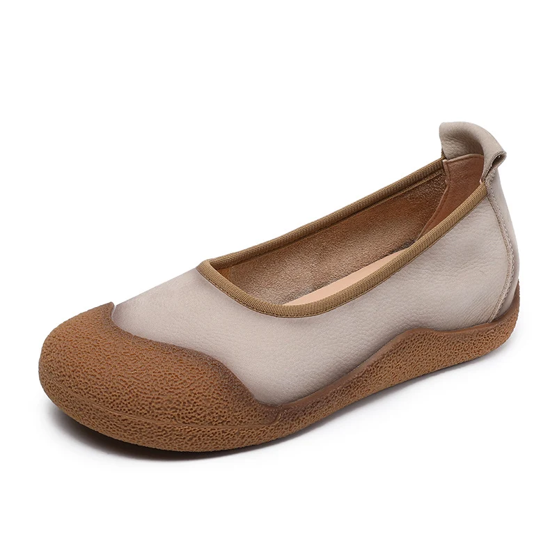 Women Vintage Leather Low Top Casual Flats