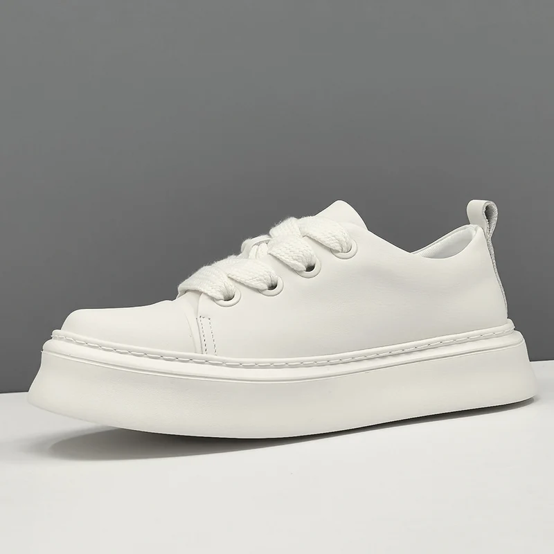 Men Minimalism Plain Cowhide Leather Casual Shoes