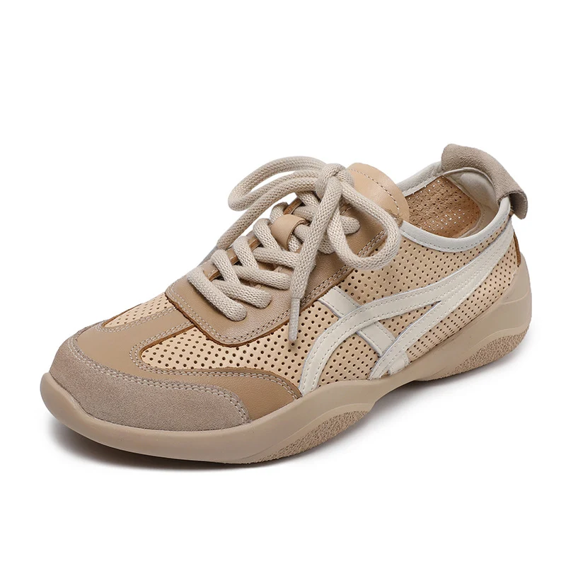 Women Fashion Hollow Breathable Leather Casual Training Shoes