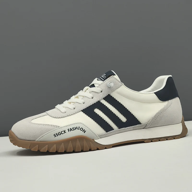 Men Fashion Leather Breathable Canvas Flat Casual Shoes
