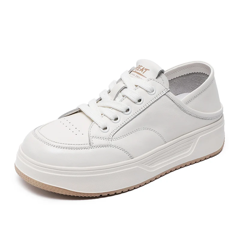 Women Minimalism Fashion Plain Leather Flat Casual Shoes
