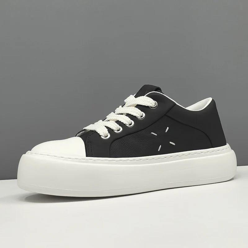 Men Minimalism Solid Leather Flat Casual Shoes