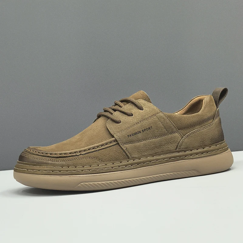 Men Minimalism Solid Leather Slip-on Casual Shoes