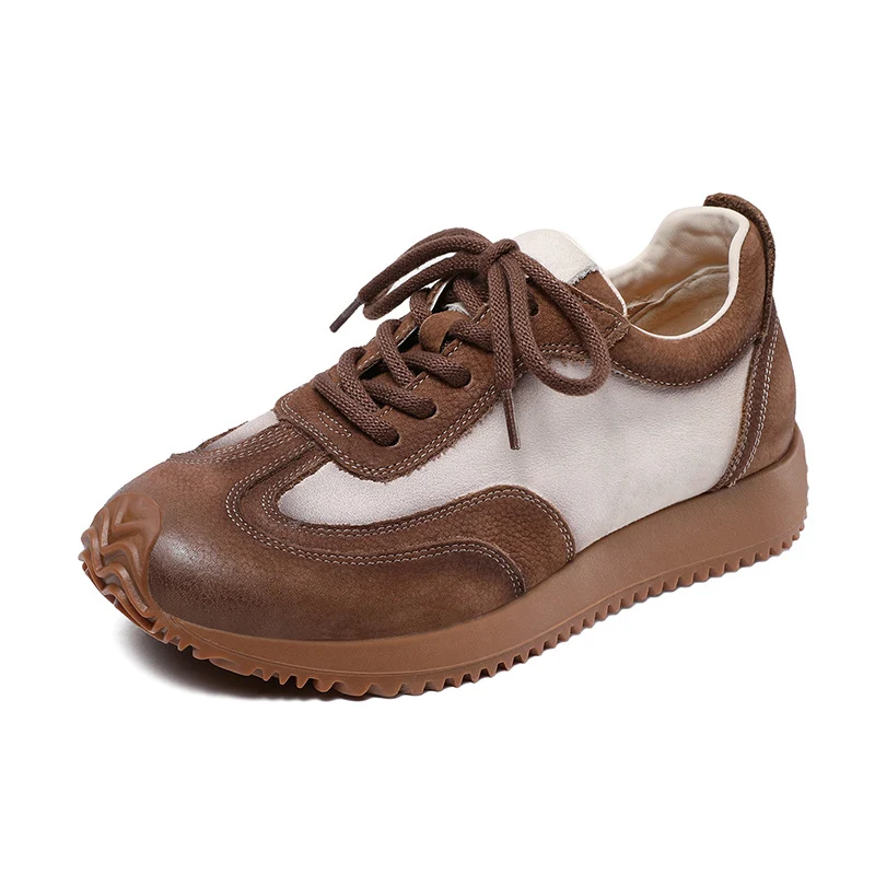 Women Fashion Color Matching Leather Casual Sneakers
