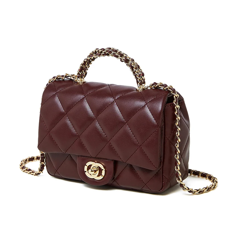 Women Fashion Solid Quilted Leather Mini Cross Body Bag