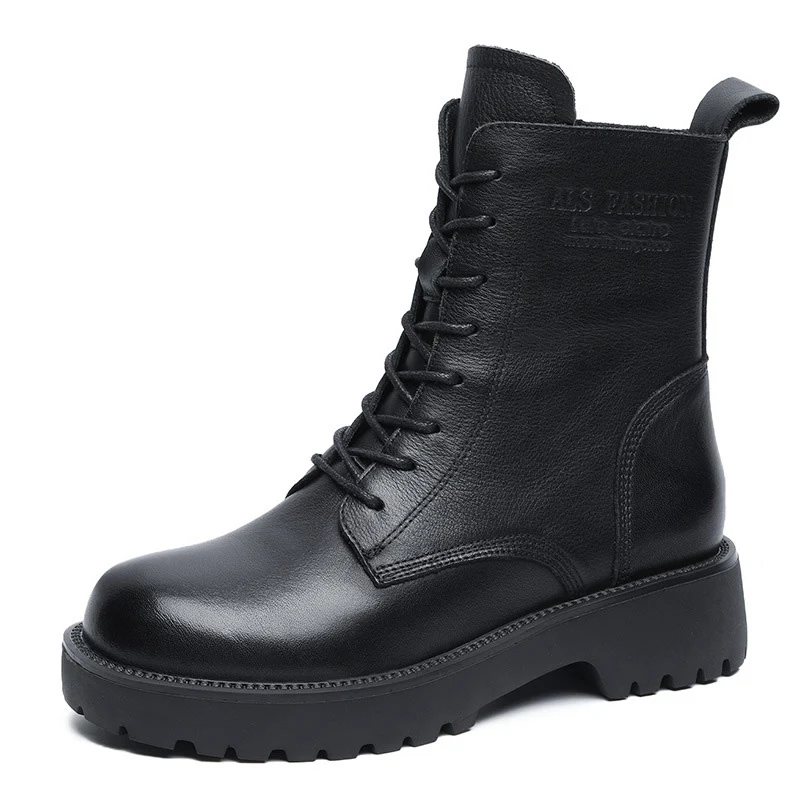 Women Classic Vintage Solid Leather Boots