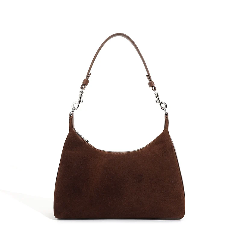 Women Minimalism Solid Suede Casual Shoulder Bag