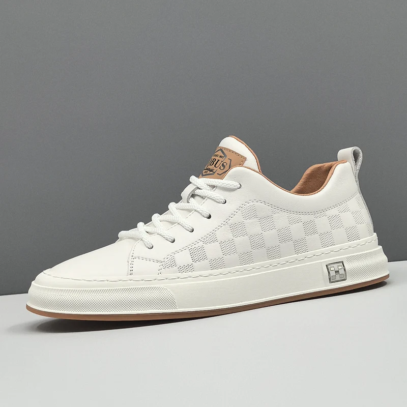 Men Fashion Embossed Leather Flat Casual Shoes