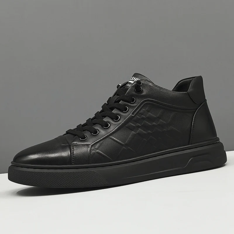 Men Minimalism Solid Leather Flat Casual Shoes