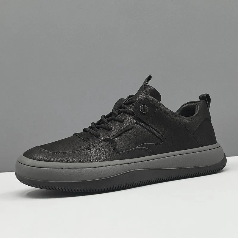 Men Minimalism Leather Flat Casual Shoes