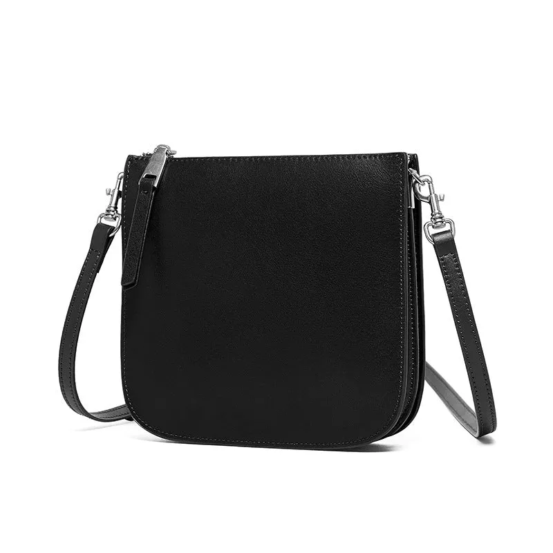 Women Minimalism Retro Solid Leather Cross Body Bag