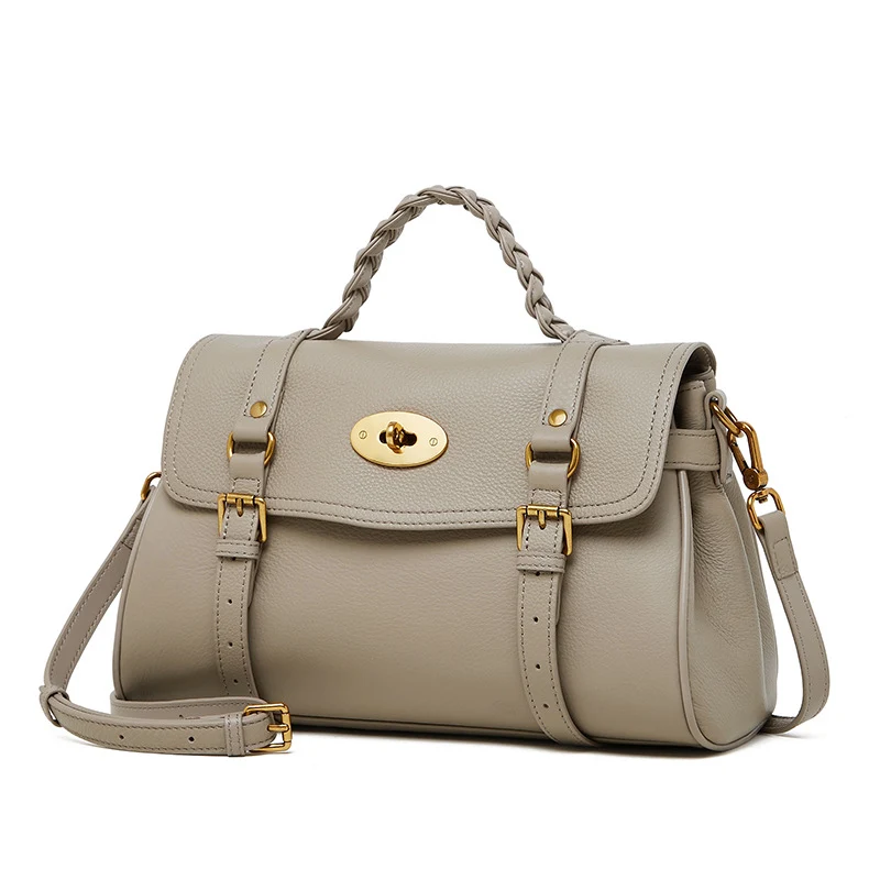Women Retro Leather Buckle Casual Satchel Bag