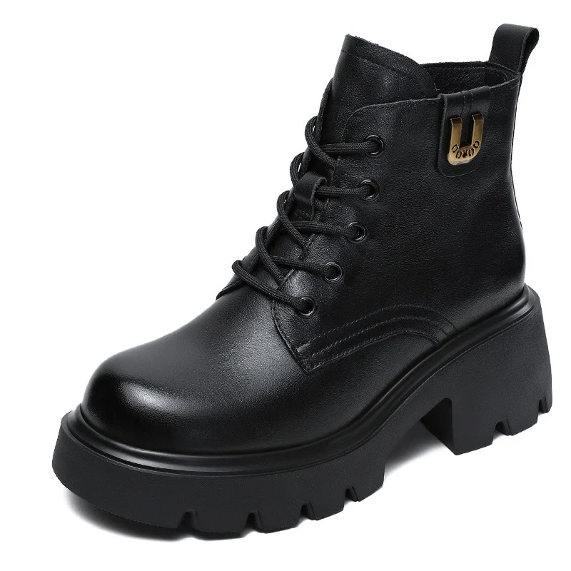 Women Vintage Quilted Leather Casual Ankle Boots