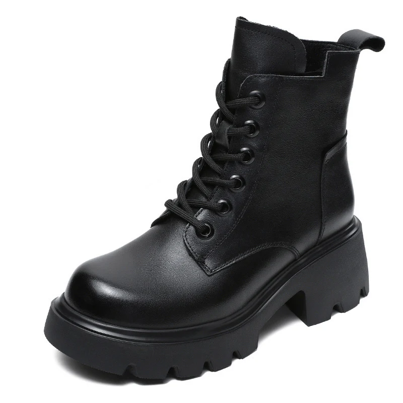 Women Vintage Leather Comfort Platform Boots