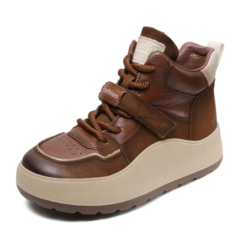 Women Stylish Leather Thick Soled Ankle Boots