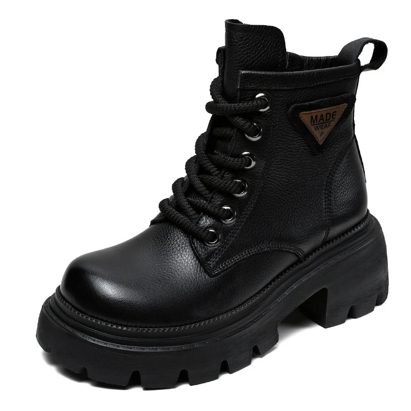 Women Retro Fashion Leather Comfort Platform Boots