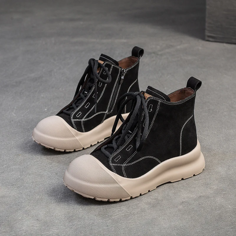 Women Minimalism Soft Leather Lace-up Ankle Boots