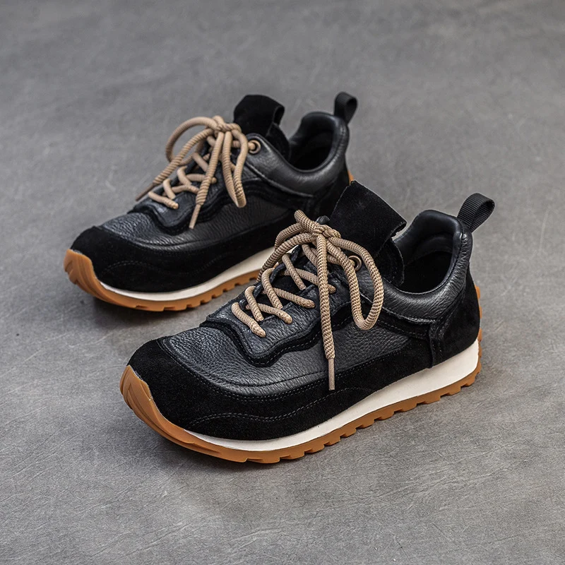 Women Vintage Patchwork Leather Casual Training Sneakers