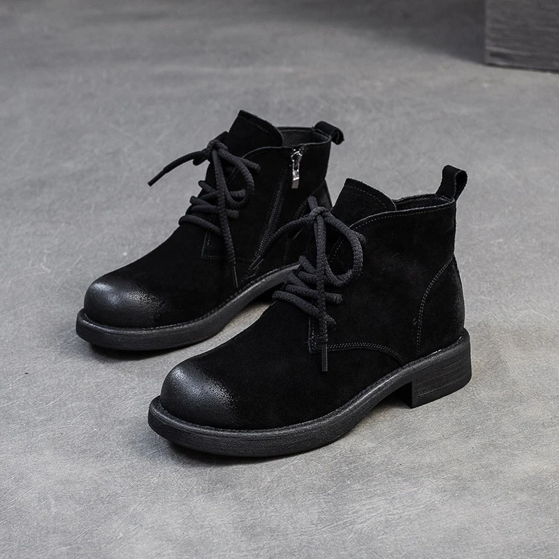 Women Solid Soft Nubuck Retro Ankle Boot