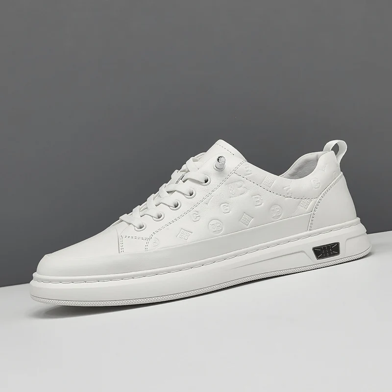 Men Minimalism Fashion Solid Embossed Leather Casual Shoes