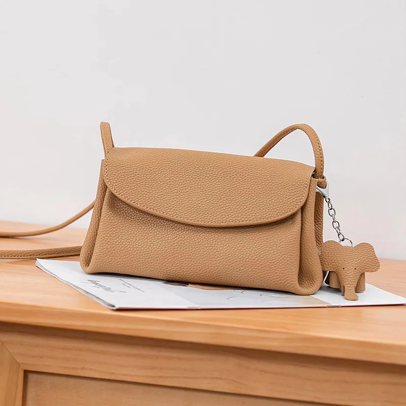 Women Minimalism Solid Soft Leather Cross Body Bag