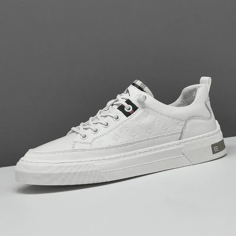Men Fashion Embossed Leather Flat Casual Shoes