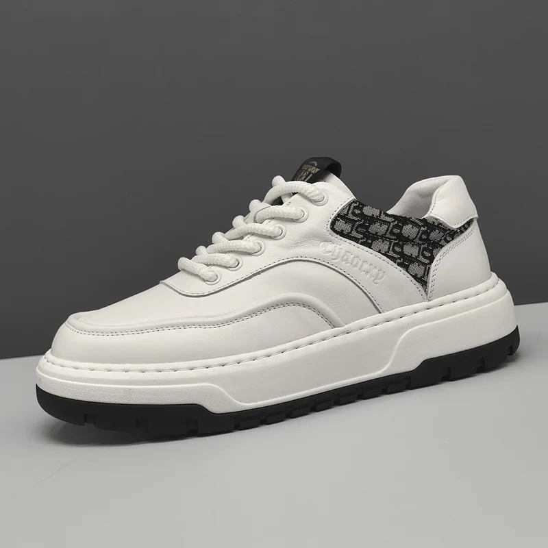 Men Fashion Patchwork Leather Casual Sneakers