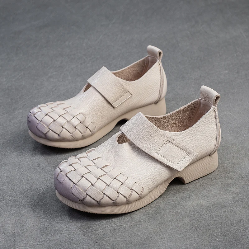 Women Retro Soft Cowhide Casual Shoes