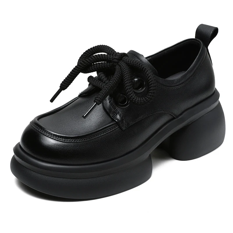 Women Minimalism Chunky Platform Lace-up Loafers