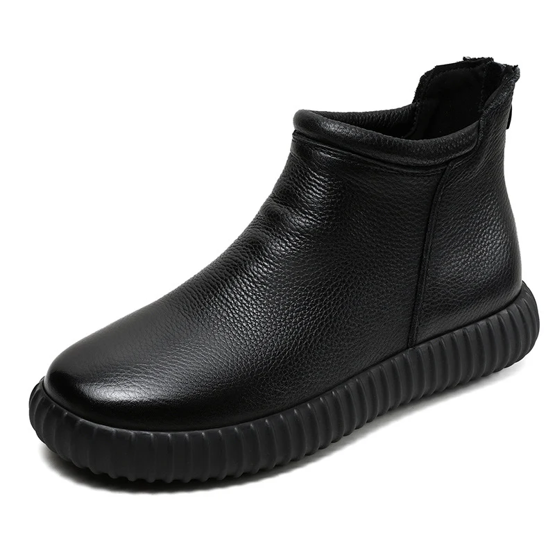 Women Minimalism Leather Flat Ankle Boots