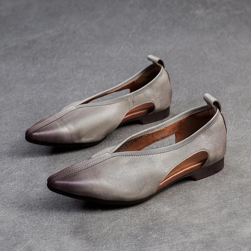 Women Summer Retro Hollow Leather Flats
