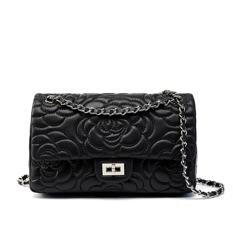Women Stylish Embossed Leather Chain Strap Shoulder Bag
