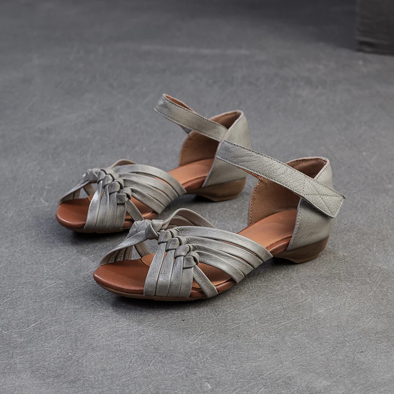 Women Retro Plaited Leather Casual Sandals