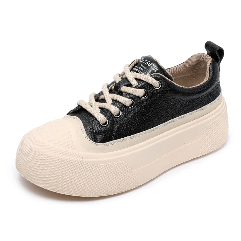 Women Fashion Plain Leather Flat Casual Shoes