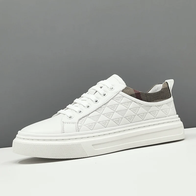 Men Fashion Embossed Leather Plain Flat Casual Shoes