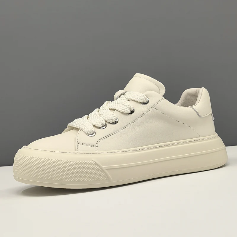 Men Comfort Leather Plain Flat Casual Shoes
