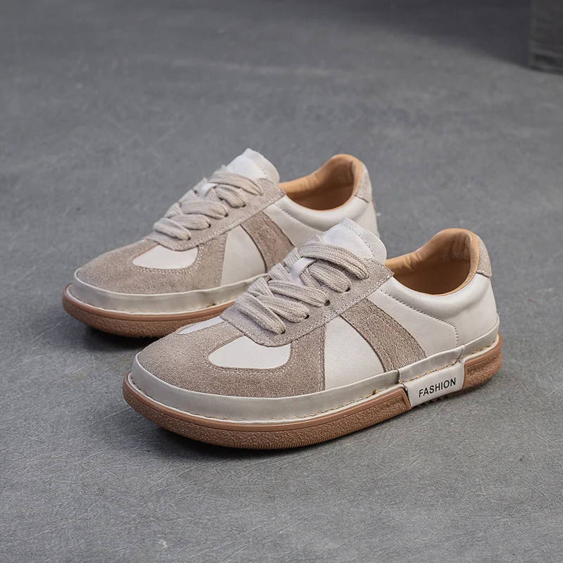 Women Retro Leather Flat Casual Training Shoes